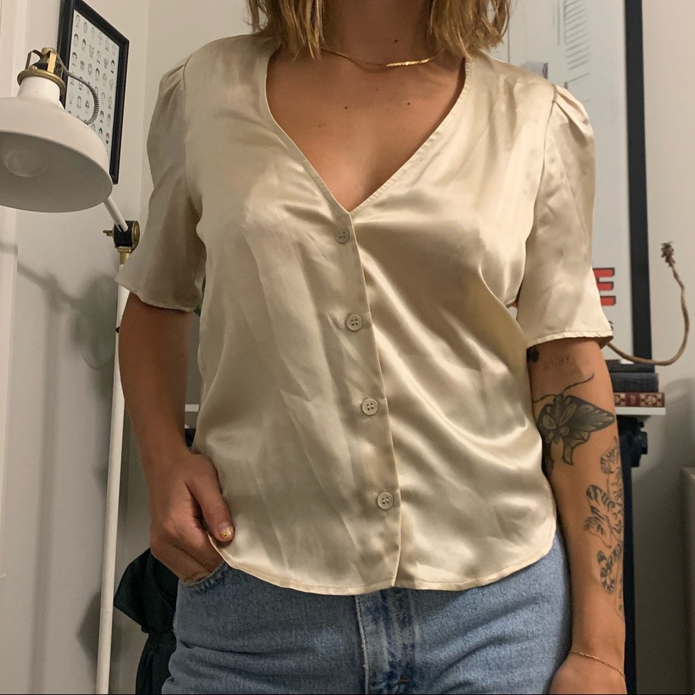 REFORMATION ~ silk button up blouse